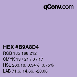 Color code: HEX #B9A8D4 | qconv.com