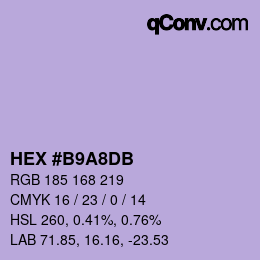 Color code: HEX #B9A8DB | qconv.com