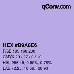 カラーコード: HEX #B9A8E6 | qconv.com