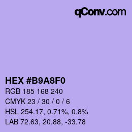 Farbcode: HEX #B9A8F0 | qconv.com