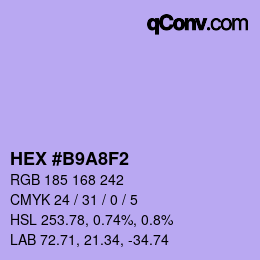 Color code: HEX #B9A8F2 | qconv.com