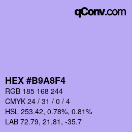Color code: HEX #B9A8F4 | qconv.com