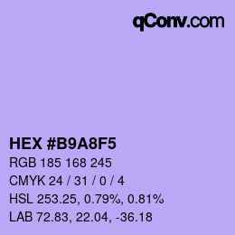 Color code: HEX #B9A8F5 | qconv.com
