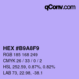 カラーコード: HEX #B9A8F9 | qconv.com