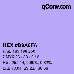 Color code: HEX #B9A8FA | qconv.com