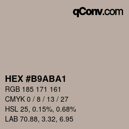 カラーコード: HEX #B9ABA1 | qconv.com