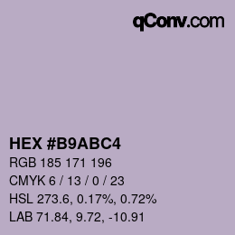 颜色代码: HEX #B9ABC4 | qconv.com
