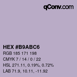 Farbcode: HEX #B9ABC6 | qconv.com