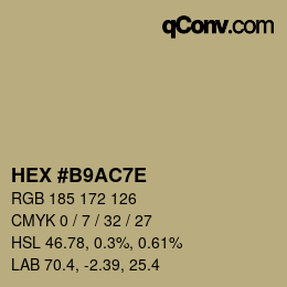 Color code: HEX #B9AC7E | qconv.com