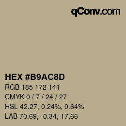 Color code: HEX #B9AC8D | qconv.com