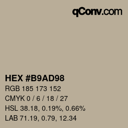 カラーコード: HEX #B9AD98 | qconv.com