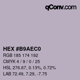 Color code: HEX #B9AEC0 | qconv.com