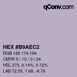 Código de color: HEX #B9AEC2 | qconv.com