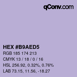 颜色代码: HEX #B9AED5 | qconv.com