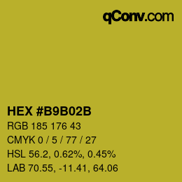 Farbcode: HEX #B9B02B | qconv.com