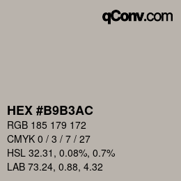 Farbcode: HEX #B9B3AC | qconv.com