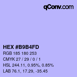 Color code: HEX #B9B4FD | qconv.com