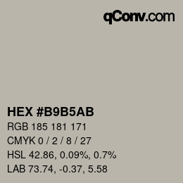 カラーコード: HEX #B9B5AB | qconv.com