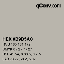Color code: HEX #B9B5AC | qconv.com