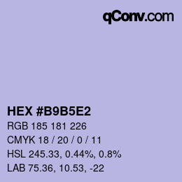 Color code: HEX #B9B5E2 | qconv.com