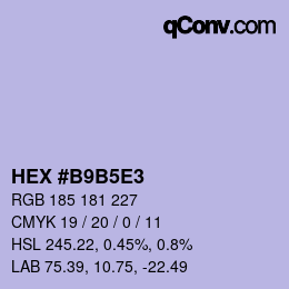 颜色代码: HEX #B9B5E3 | qconv.com