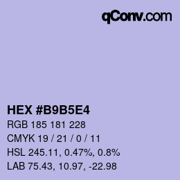 カラーコード: HEX #B9B5E4 | qconv.com