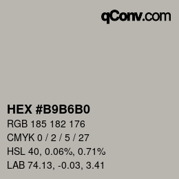 Farbcode: HEX #B9B6B0 | qconv.com