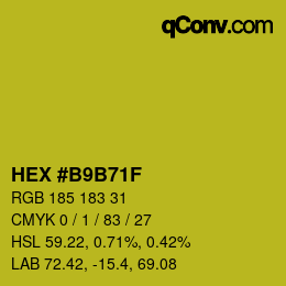 カラーコード: HEX #B9B71F | qconv.com