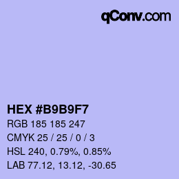 Color code: HEX #B9B9F7 | qconv.com