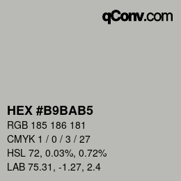 Color code: HEX #B9BAB5 | qconv.com