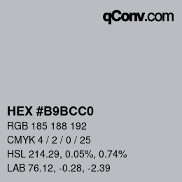 Color code: HEX #B9BCC0 | qconv.com