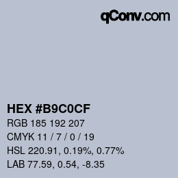 Color code: HEX #B9C0CF | qconv.com