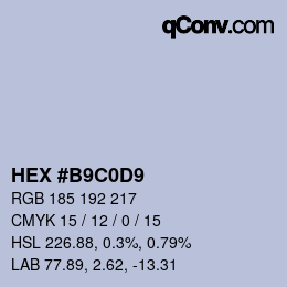 Color code: HEX #B9C0D9 | qconv.com