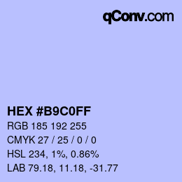 Color code: HEX #B9C0FF | qconv.com