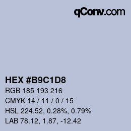 颜色代码: HEX #B9C1D8 | qconv.com