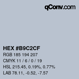 Code couleur: HEX #B9C2CF | qconv.com