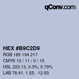 カラーコード: HEX #B9C2D9 | qconv.com