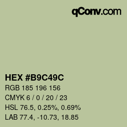 Farbcode: HEX #B9C49C | qconv.com