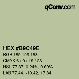 Color code: HEX #B9C49E | qconv.com