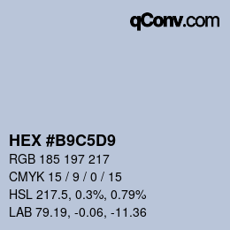 カラーコード: HEX #B9C5D9 | qconv.com
