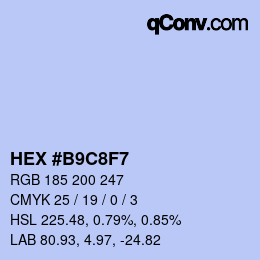 カラーコード: HEX #B9C8F7 | qconv.com