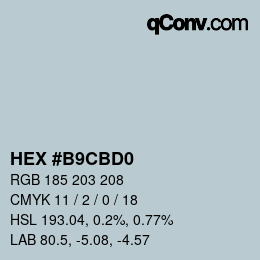 Color code: HEX #B9CBD0 | qconv.com