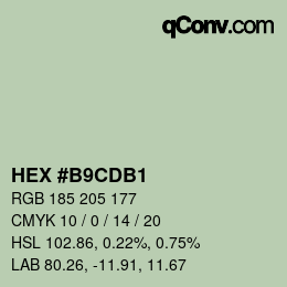 Color code: HEX #B9CDB1 | qconv.com