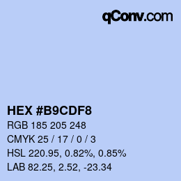 カラーコード: HEX #B9CDF8 | qconv.com