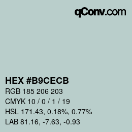 Color code: HEX #B9CECB | qconv.com