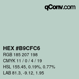 Color code: HEX #B9CFC6 | qconv.com