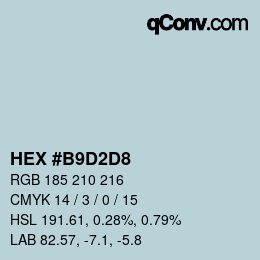 Farbcode: HEX #B9D2D8 | qconv.com