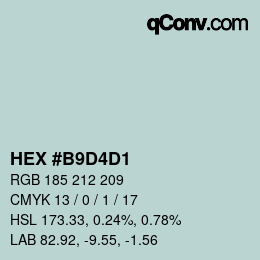 カラーコード: HEX #B9D4D1 | qconv.com