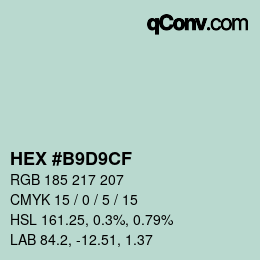 Color code: HEX #B9D9CF | qconv.com