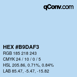 Farbcode: HEX #B9DAF3 | qconv.com